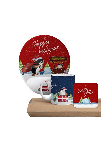Flipped Yılbaşı Mutlu Yıllar K Kupa, Mousepad Ve Bardak Altlıklı Hediye Seti