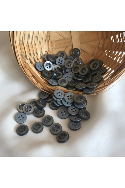 Bukle İplik 18 Size Gray Chubby Button - Shirt Button (20 Pieces)