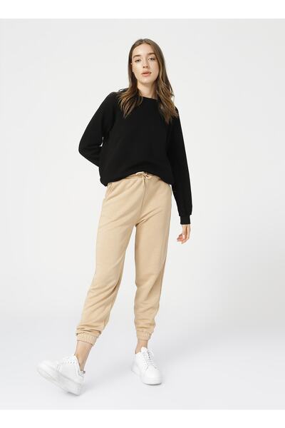 Fabrika High Waist Elastic Camel Hair Women's Sweatpants - Fıka