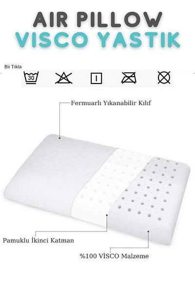 Viscomina Visco Air Channel Pillow Visco Air Pillow Medium Soft Pillow 56x34x13 Cm