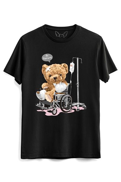 Alfa Tshirt Time Heals Tedy Bear Black T-shirt