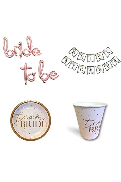 Happyland Bekarlığa Veda Partisi Rose Gold Bride To Be Parti 18 Parça Set Tea...