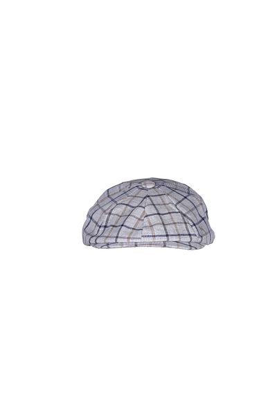 Fonem Men's 8 Cut Summer 100% Cotton Cap Fo 7058 Plaid Blue