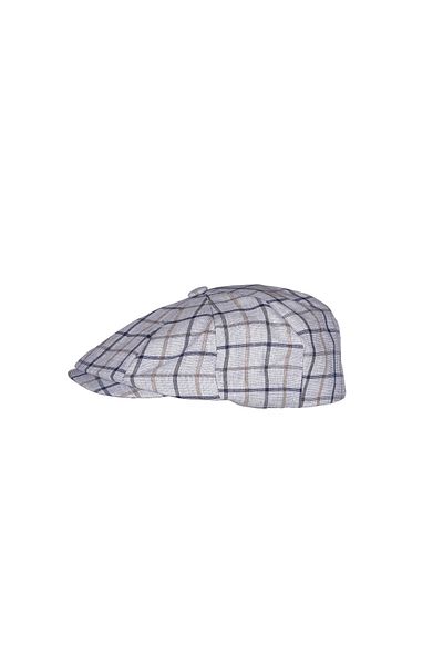 Fonem Men's 8 Cut Summer 100% Cotton Cap Fo 7058 Plaid Blue