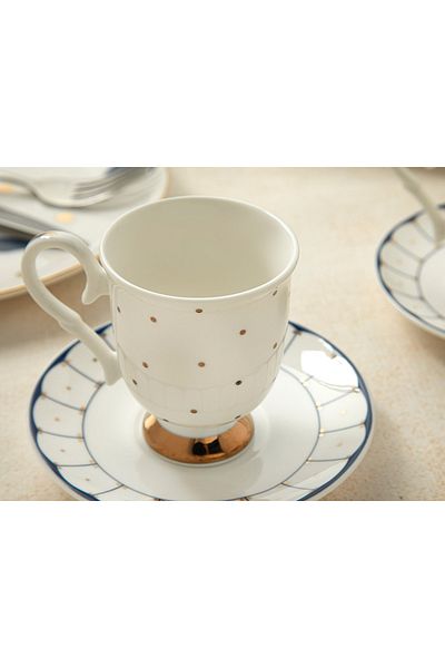 English Home Elegance Polite New Bone 2-Piece Coffee Cup Set 100 Ml Dark Blue