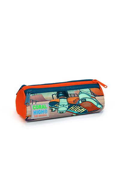 Coral High Παιδική τσάντα μολυβιού Civit Orange με τρία διαμερίσματα