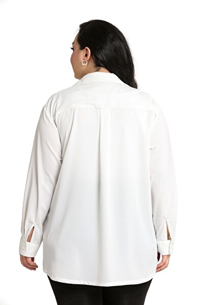 DISENTIS MODEST Λευκό πουκάμισο με κρόσια με κρόσια μεγάλου μεγέθους