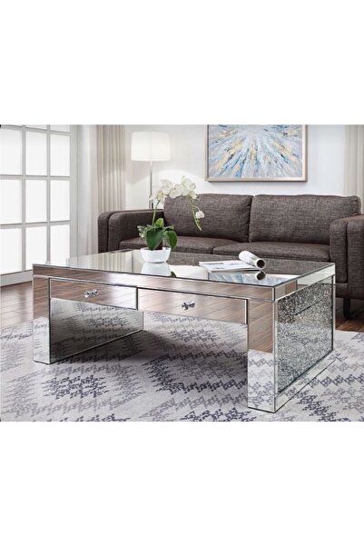 LUXURY VİLLA Luxury Aynalı Orta Sehpa 70x110 Ölçüsünde Yükseklik 45cm