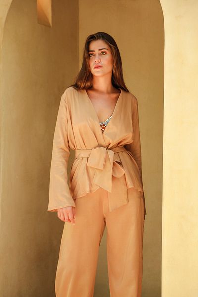 ELAF BEACHWEAR Cappuccino Pareo Trousers & Top Set