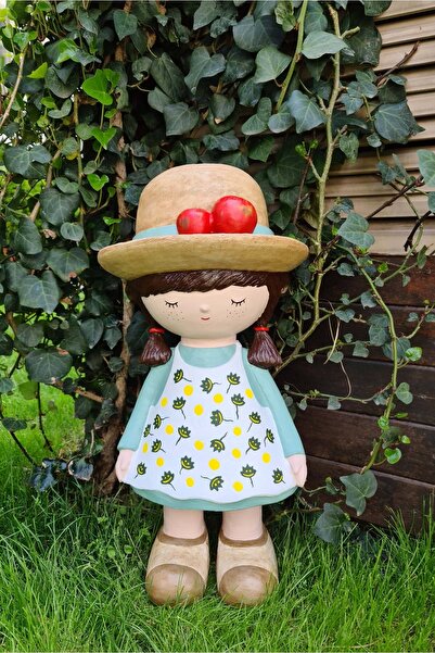 Ella's Design Studio Şapkalı Şirin Kız Bahçe Heykeli, Bahçe Dekorasyonu, Şiri...