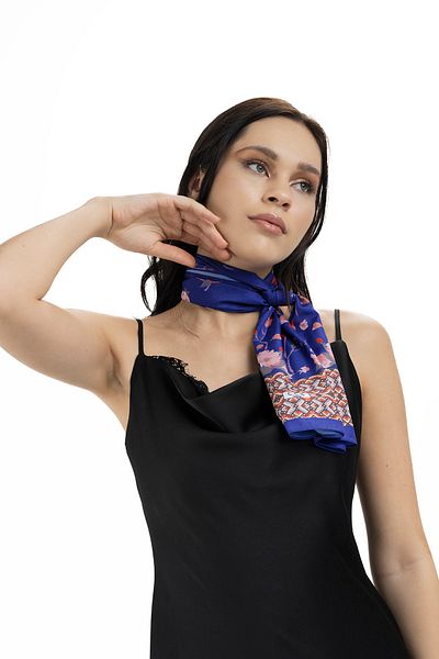 Sarar Women's Pearl Silk Patterned Scarf-bandana 30x130 Cm