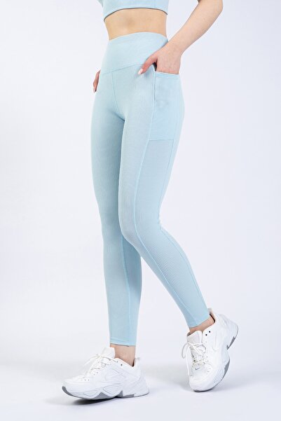 The Step Sports Γυναικείο αθλητικό κολάν με ψηλόμεσο μπλε τσέπη 25"