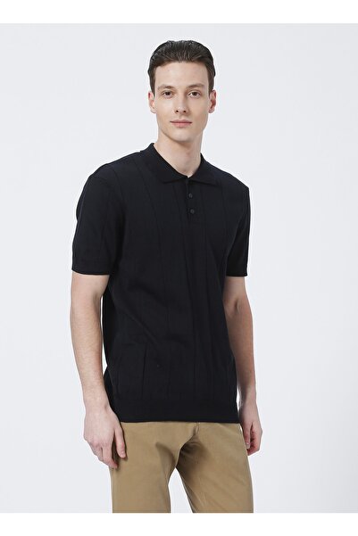 Fabrika Comfort cm K 60 Polo Neck Regular Fit Jacquard Navy Blue Men's Sweater