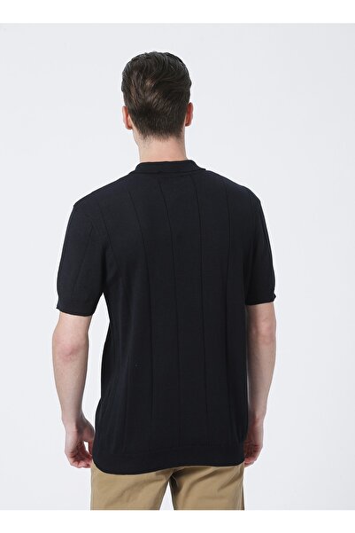 Fabrika Comfort cm K 60 Polo Neck Regular Fit Jacquard Navy Blue Men's Sweater