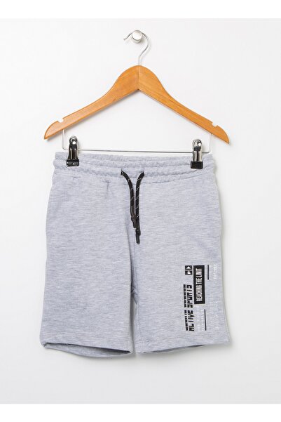 Aeropostale 22sab-27 Gri Melanj Standart Fit Erkek Çocuk Baskılı Şort