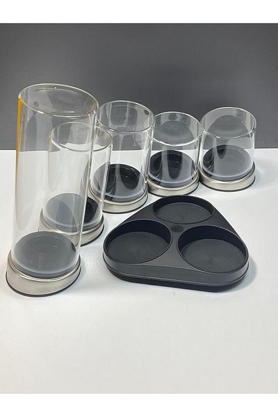 HomeTarz Glass Spice Rack Set with Rotating Stand Spice Set 6 Pieces Rena