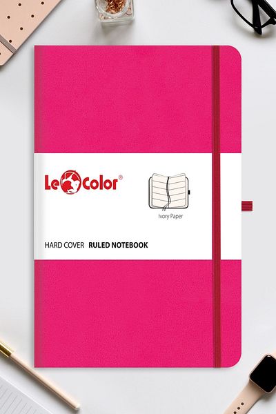 Le Color دفتر ملاحظات كلاسيكي غير مؤرخ مقاس 13x21 مخطط باللون الوردي