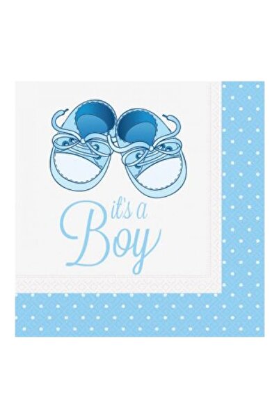 Roll-Up 33*33cm Napkin 20 Pack - It's a Boy Blue Booties