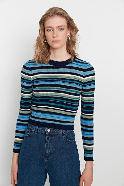 Trendyol Collection Navy Blue Crop Knitwear Svetr TWOAW22KZ1114