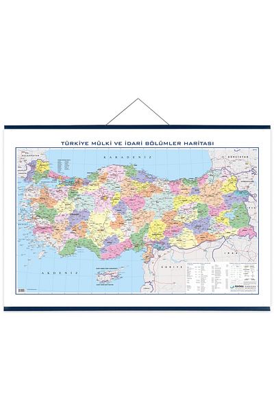 Gürbüz Yayınları خريطة تركيا السياسية الفيزيائية 70x100 شرائح مزدوجة الجوانب