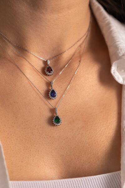 YAVUZ KUYUMCULUK Altın Safir Taşlı Kolye