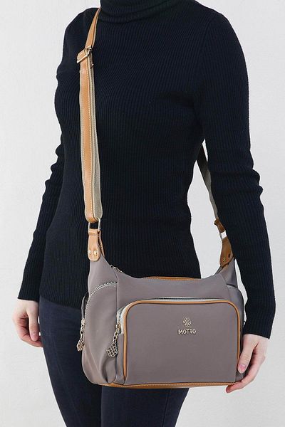 MOTTO Cross Strap Women's Design Shoulder Bag Waterproof Satin Fabric Multi-Eye Zipper Lined 5323