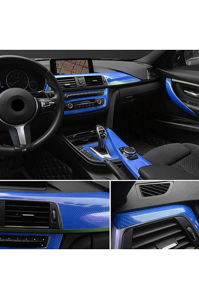 FRT Ottoman 5d Carbon Fiber Foil Blue Ultra Glossy Air Channeled 152 Cm X 1 Meter