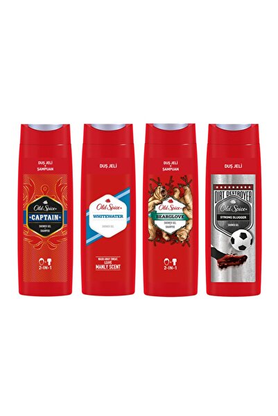 Old Spice Duş Jeli Çeşitleri 400 Ml X 4 Adet - Captain + Whitewater + Bearglo...