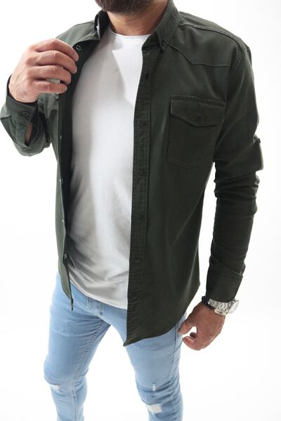 Staff Erkek Slim Fit Kot Gömlek