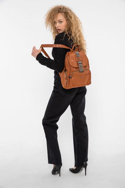 Saria Moda Κομψό σακίδιο πλάτης με λεπτομέρεια από σατέν ύφασμα