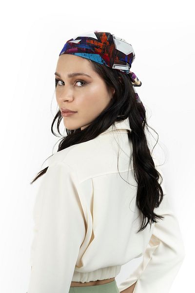 Sarar Women's Pearl Silk Patterned Scarf-bandana