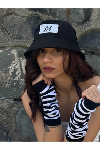 Orçun Özkarlıklı Black Naruto Anime Embroidered Bucket Hat Fisherman Hat Bucket Hat