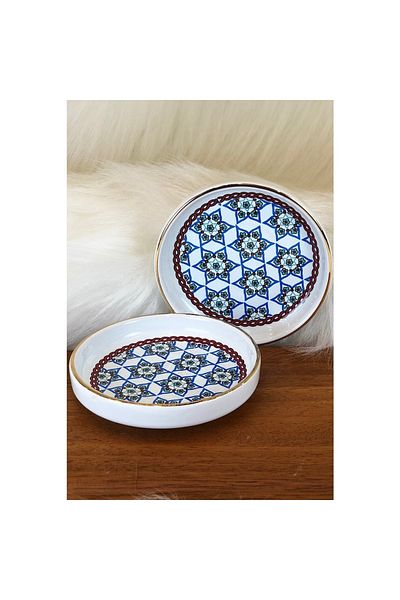 AYBABA STORE Porcelain Tea Plate Ela Star Patterned 6 Pieces