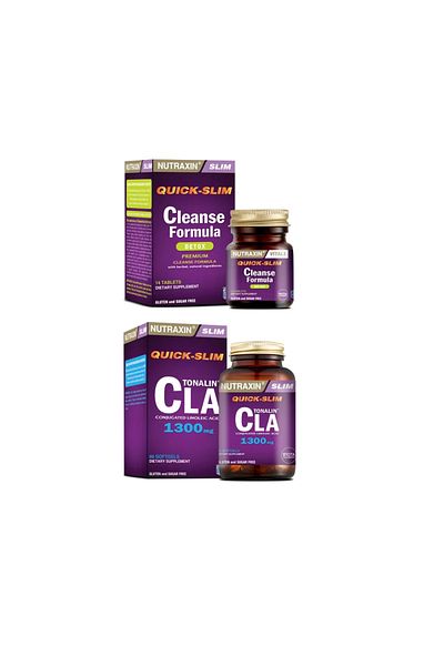 Nutraxin Cleanse Formula 7 Detox - 14 Tablets + Quick-Slim Tonalin Cla 60 Soft Gelatin Capsules