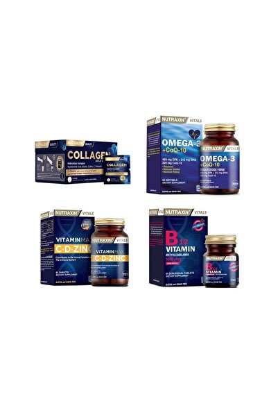 Nutraxin كولاجين 30 كيس - 10000 ملجم أوميجا 3 وكبسولات كو كيو-10 + فيتامين ما...