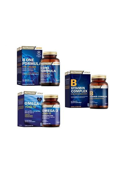 Nutraxin B-One Formula 90 + Omega 3 + Coq-10 + Vitamin B Complex - 60 Tablets