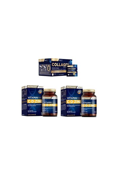 Nutraxin Collagen 30 Sachet - 10000MgVitaminMax+Zinc60 Tablets X2 Pieces