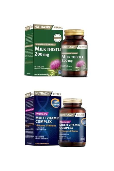 Nutraxin Milk Thistle 60 Tablet + Multivitamin Ve Mineral Complex Kadın 60 Ta...