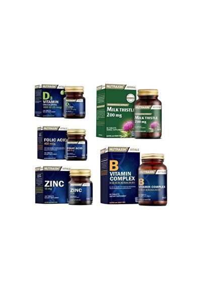 Nutraxin Milk Thistle 60 Tablet +folik Asit + Çinko + D3 Vitamini + B Vitamin...