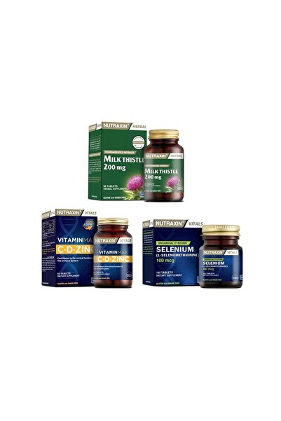 Nutraxin Milk Thistle 60 Tablet + Vitamin Max (c,d,zinc) 60 Tablet + Selenium...