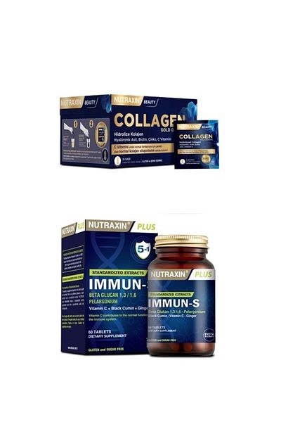 Nutraxin Collagen 30 Sachet - Immun-s 60 Tablets Containing 10000 Mg Beta-glucan