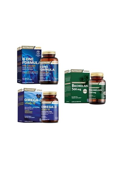 Nutraxin B-One Formula 90 Tablets + Omega 3 + Coq-10 + Bromelain - 60 Capsules
