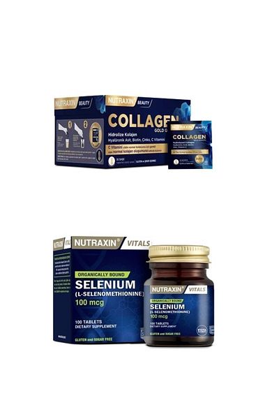 Nutraxin Collagen and Selenium Tablets - 30 Sachets, 10000 Mg and 100 Mcg