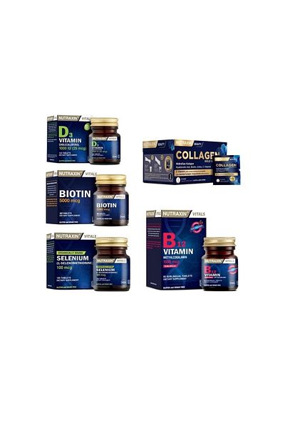 Nutraxin Collagen 30 Sachet - 10000MgBiotin, Selenium and Vitamin D3 + B12 Multilingual