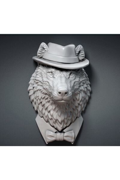 biomaxi plus Kurt Duvar Heykeli Özel Tasarım Wolf ( 48 Cm X 30 Cm )