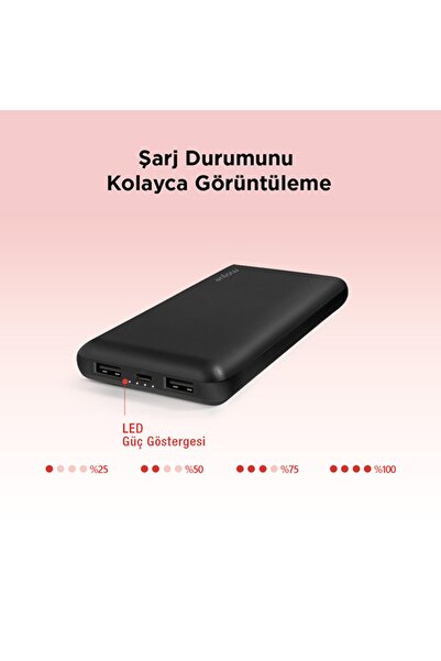 Mojue by ttec PB01 10.000 mAh Taşınabilir Şarj Aleti Siyah 3BB161S