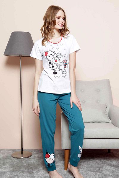 GOOD LOOK Gray Melange Women's Short Sleeve Cuffed Leg Skirt Oval Pajama Set