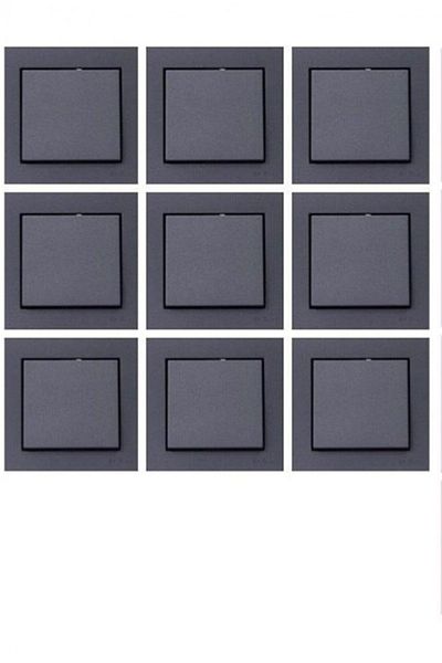 OVİVO Grano Smoked Switch 9 Pieces (FRAME INCLUDED) Mechanism Cover Frame=Plug and Play
