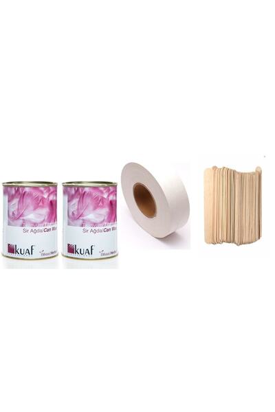 Kuaf Konserve Ağda Titanyum 2 X 800 Ml + 100 Adet Spatula + 50 M Ağda Bezi