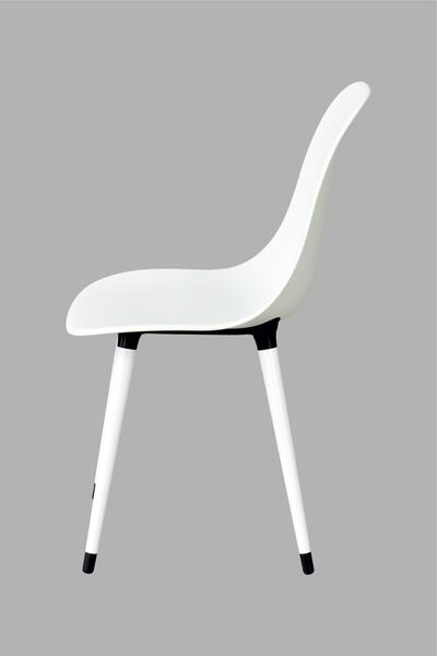 VİLİNZE Eames Beyaz Ahşap Ayak Plastik Beyaz Sandalye